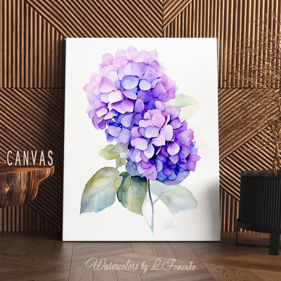 Purple Hydrangea Painting Watercolor Wall Art PRINT Floral - Etsy