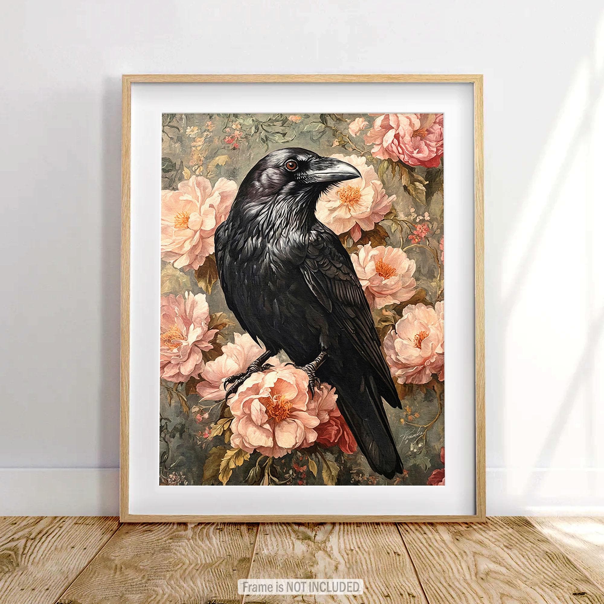 Raven Art Print William Morris Inspired Crow Oil Painting, Canvas