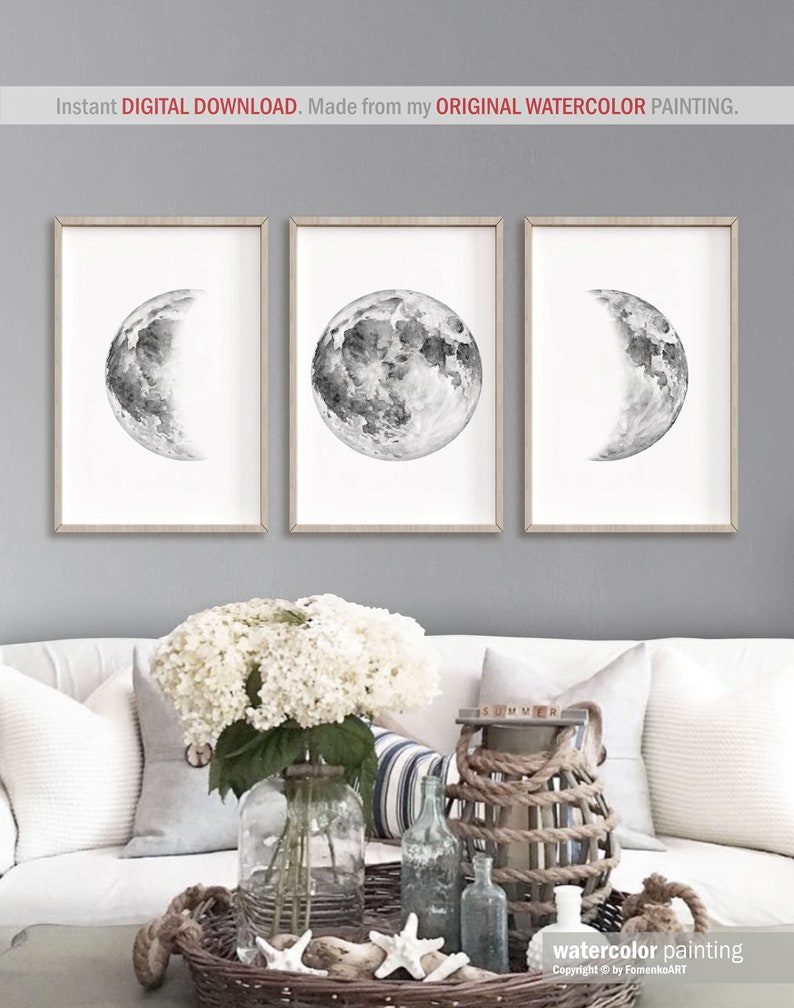 Moon Wall Art Moon Decor Space Wall Art Dining Room Wall Decor | Etsy
