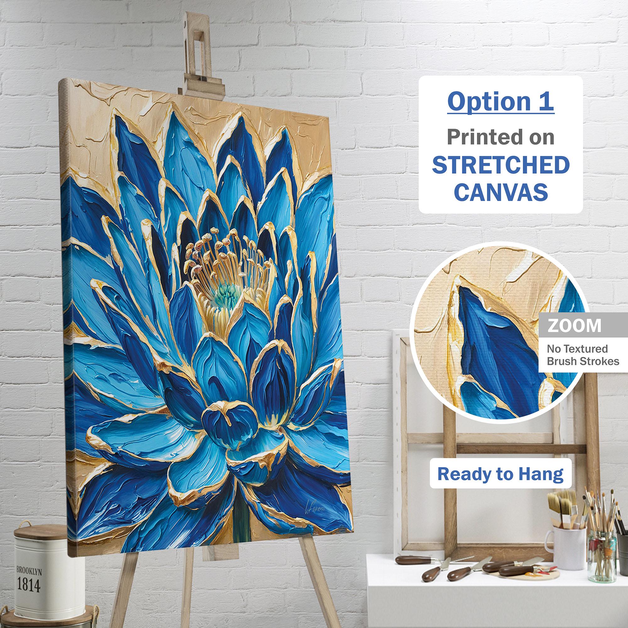 Blue Lotus Flower Wall Art - Print of My Oil Painting, Large Gold ...