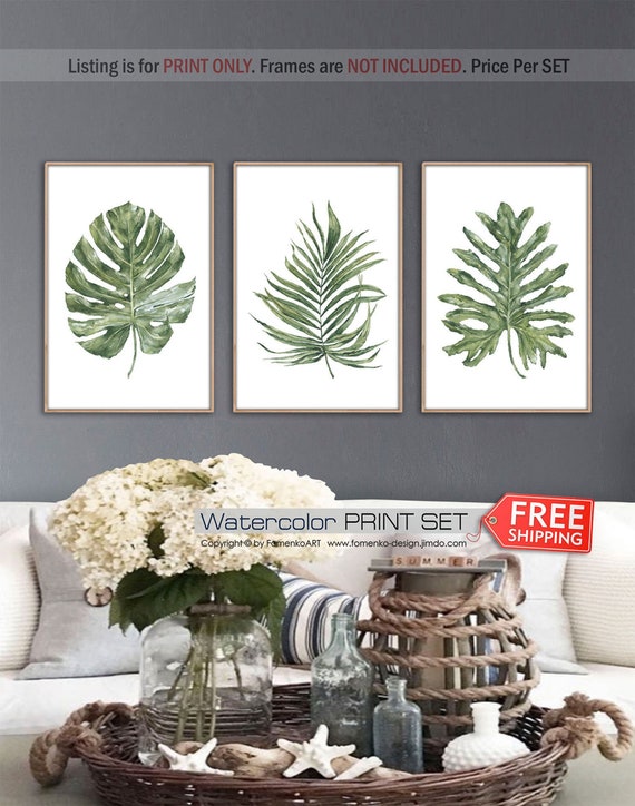 Botanical Wall Art Hawaiian Decor Palm Leaf Wall Decor Bedroom Wall Decor Living Room Decor Palm Tree Print Monstera Plant Banana Leaf Print