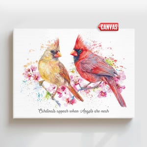 Bereavement Sympathy Memorial Gift - When Cardinals Appear Angels Are Near Wall Art PRINT, Personalized Remembrance Decor, Loss of Loved One