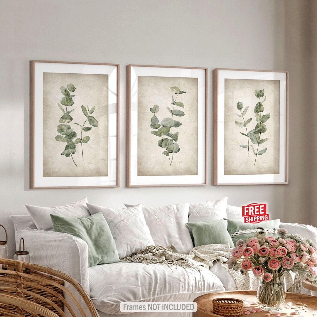 Eucalyptus Watercolor Print Set of 3: Botanical Green Wall Art - Etsy