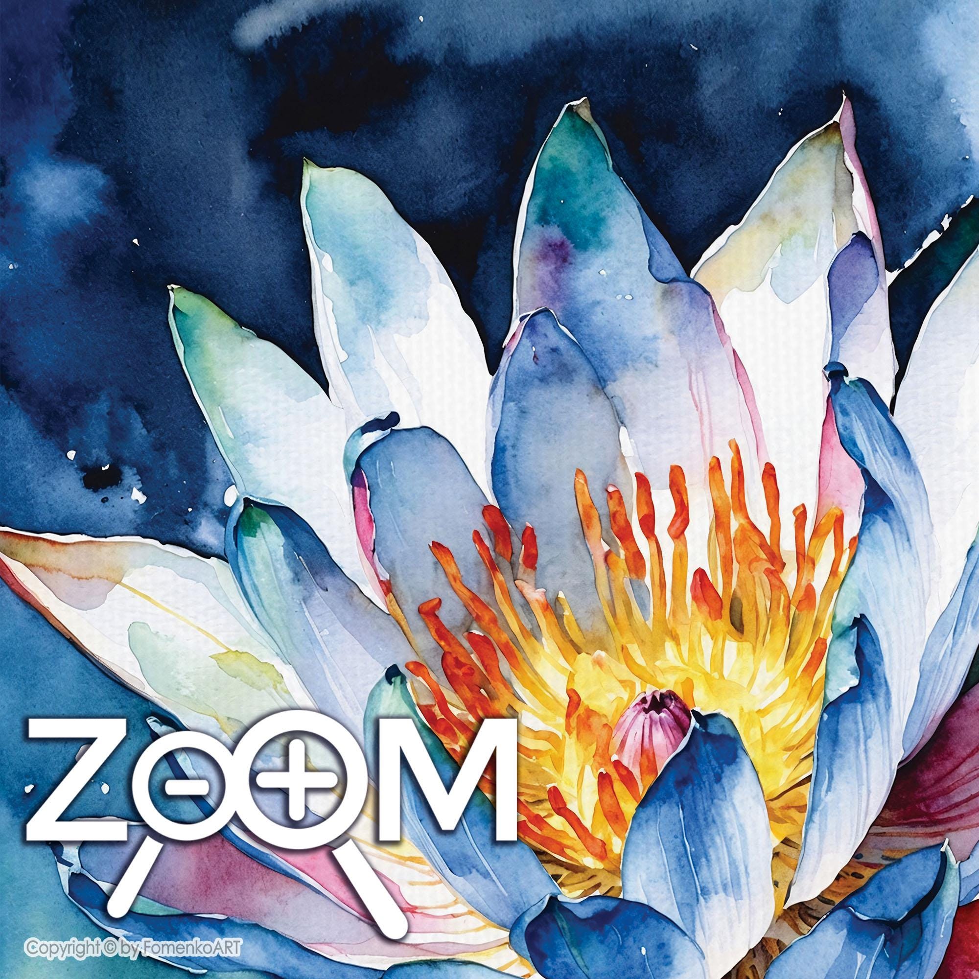 Blue Lotus Flower Wall Art Print - Watercolor Painting, Canvas or ...