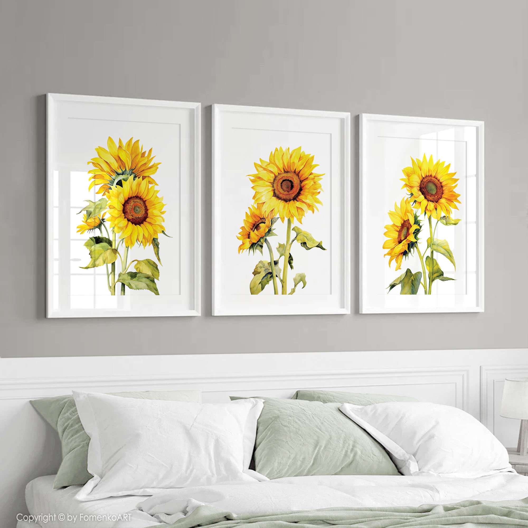 Printable Sunflower Wall Art Floral Wall Decor Living Room DOWNLOADABLE ...