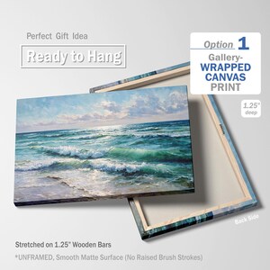 Ocean Wall Art Print: Seascape Oil Painting, Coastal Nautical Large Canvas Decor WRAPPED Canvas Print