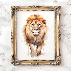 Lion Print Watercolor Painting Bedroom Wall decor Living room Artwork Wildlife Wall Art Canvas Poster Animal Illustration Safari Picture