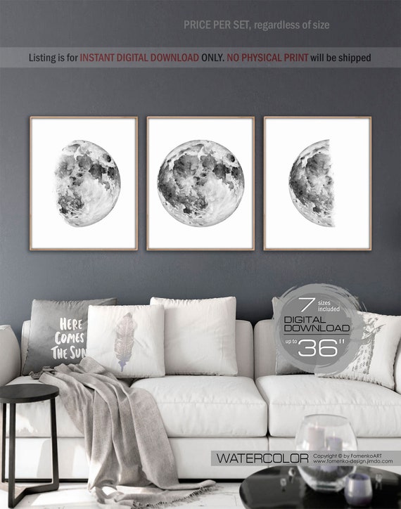 Moon Phase Printable Wall Art Phases Print Set Image 0