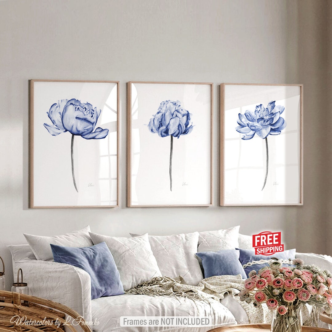 Navy Blue Wall Art Bedroom Wall Decor Living Room Above Bed Painting