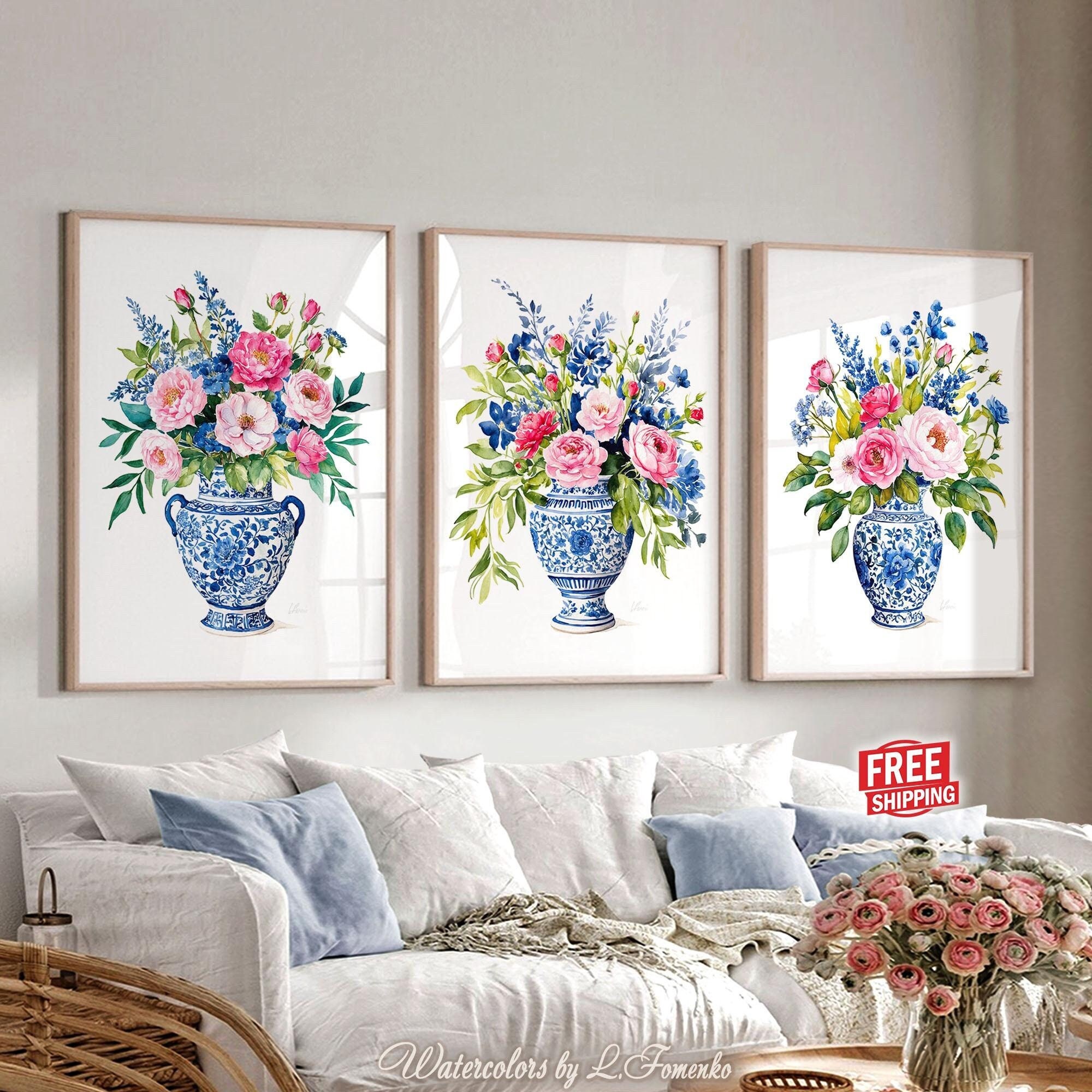 Blue Chinoiserie Wall Art - Etsy