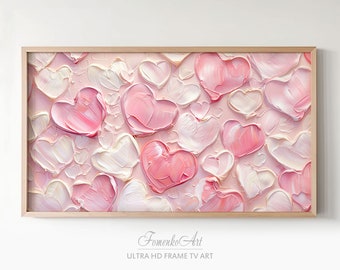 Día de San Valentín Samsung FRAME TV Arte San Valentín Corazones Amor Pintura al óleo Abstracto Romántico Casa de vacaciones Decoración Vintage Rústico Descarga digital
