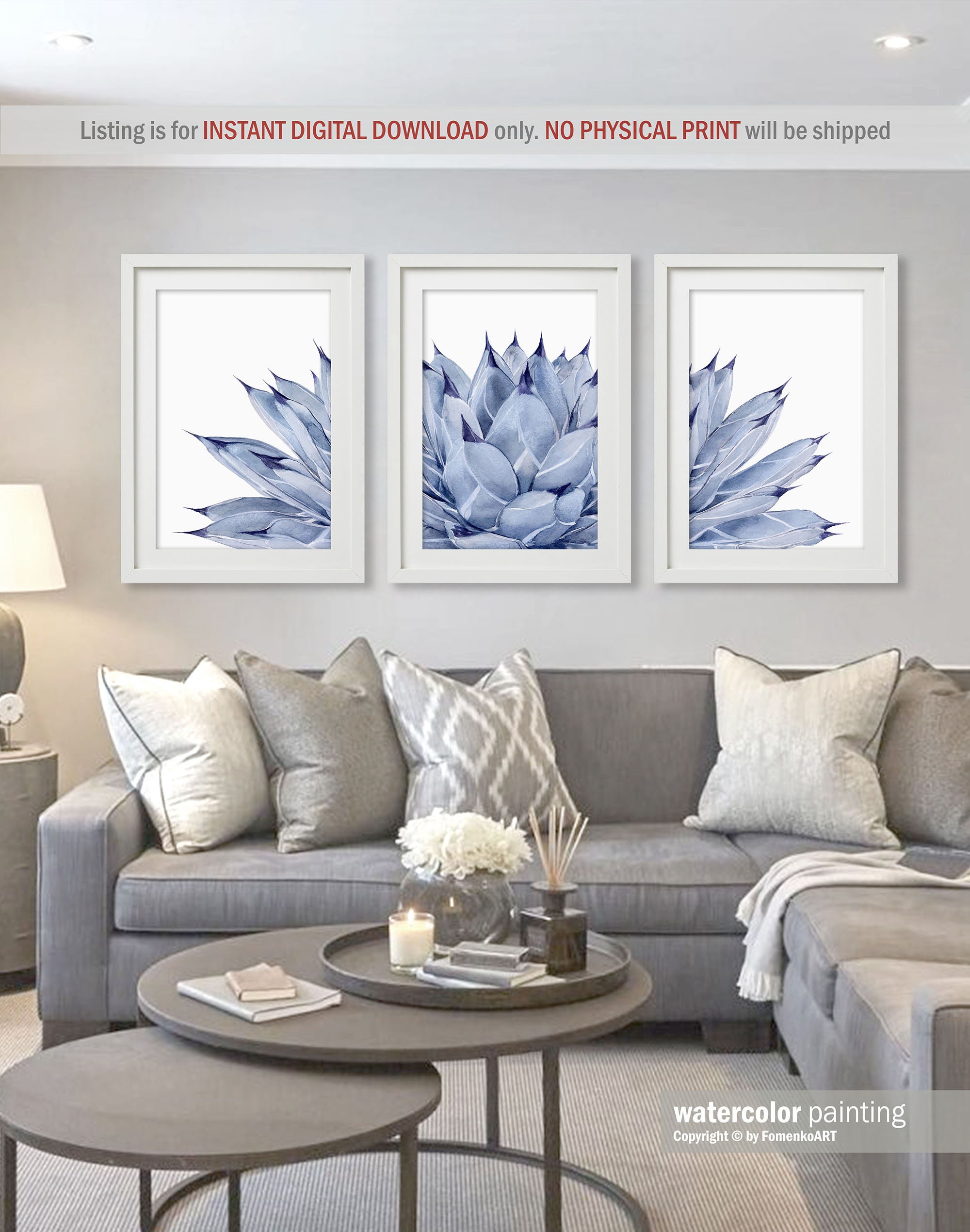 Downloadable prints Blue wall decor Bedroom Above bed Digital | Etsy