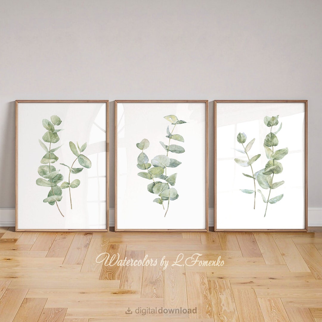 Eucalyptus vert imprime lart mural de salle de bains Etsy France