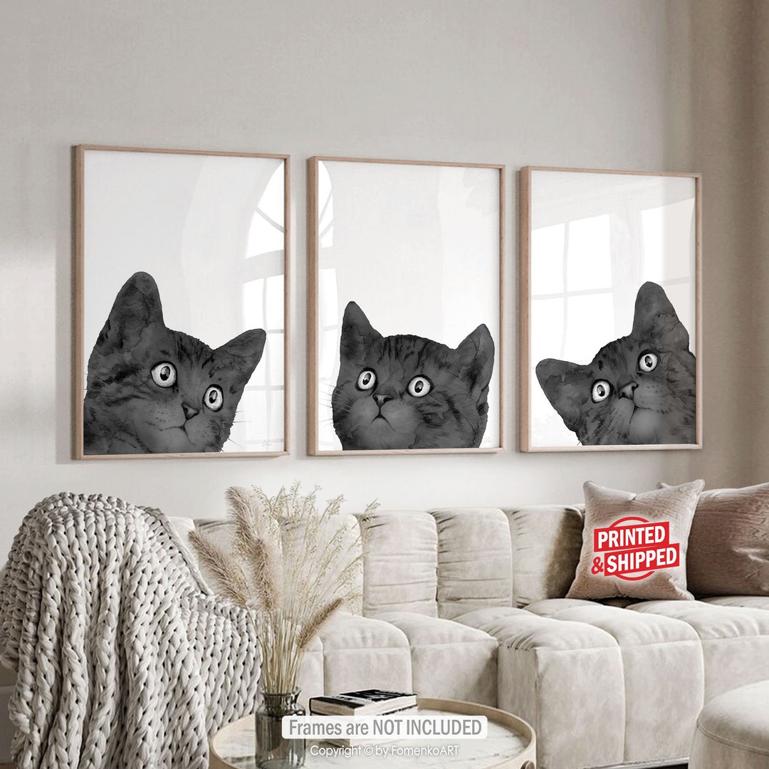 Black Cat Art Print Black Cat Decor for Home Gift for a Cat - Etsy