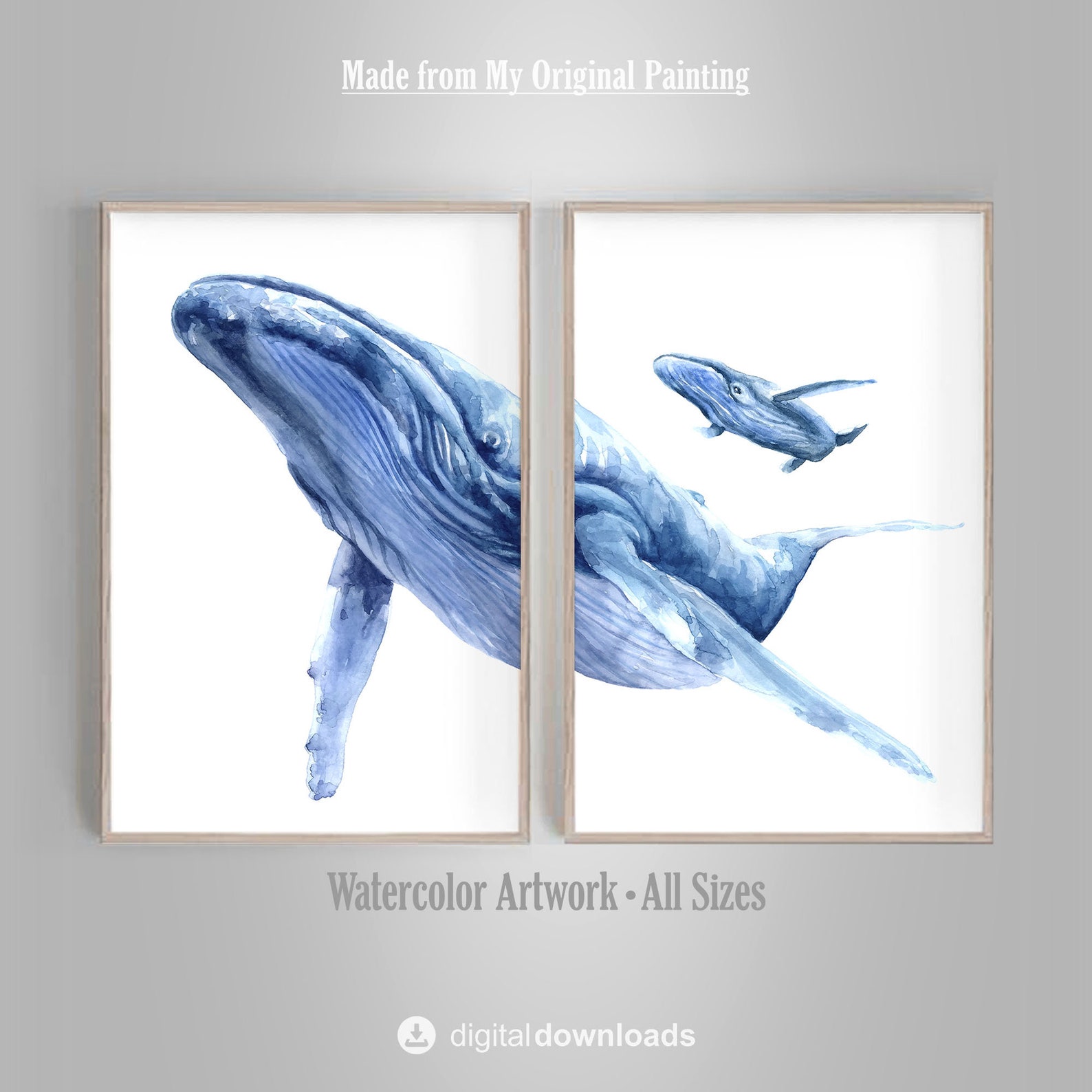 Whale Art Print Humpback Whale Print Printable Wall Art - Etsy