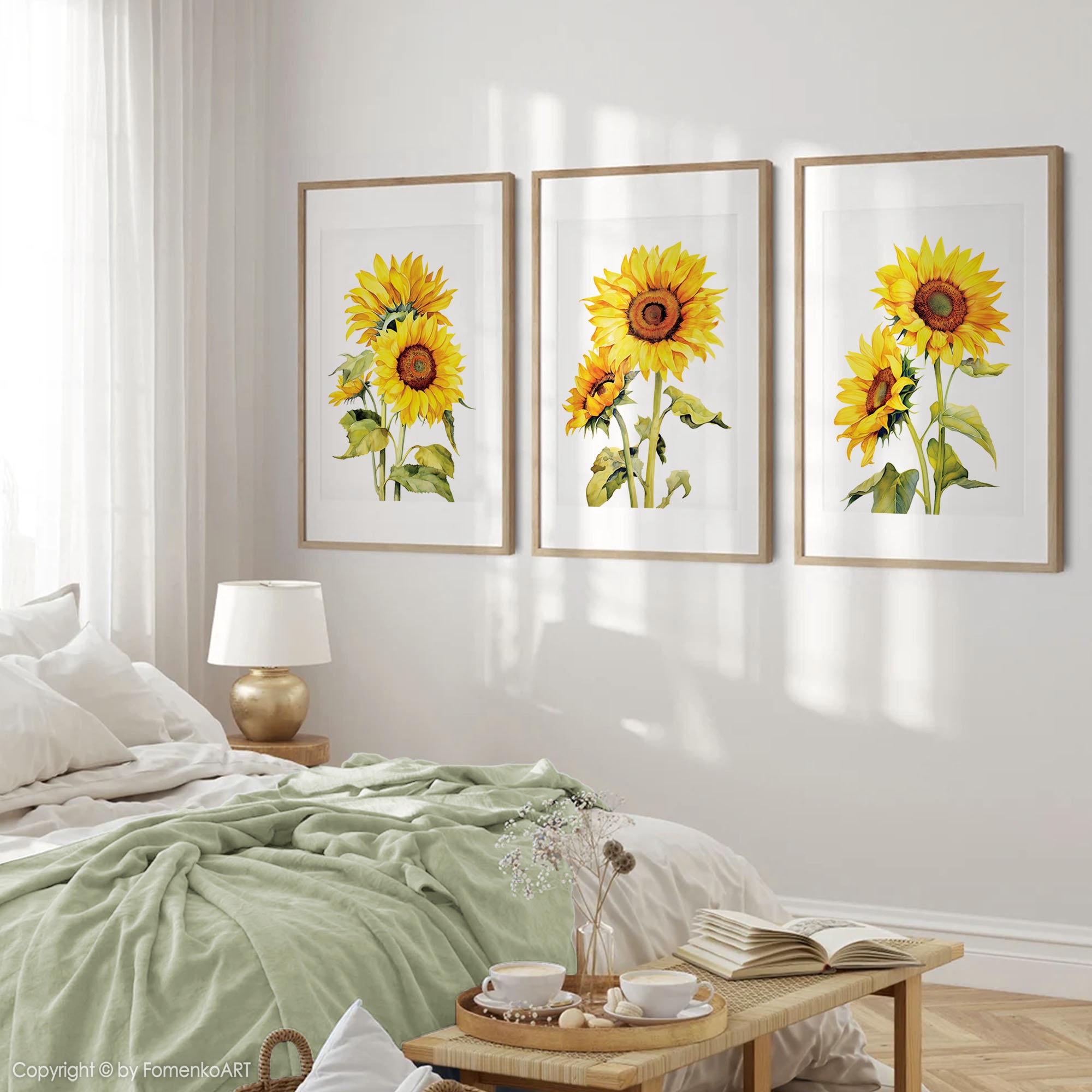 Printable Sunflower Wall Art Floral Wall Decor Living Room DOWNLOADABLE ...