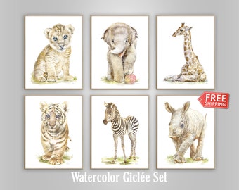 Nursery wall art Baby animal prints for nursery Safari nursery decor girl boho Boy gift 6 Jungle nursery prints Neutral pictures Kids poster