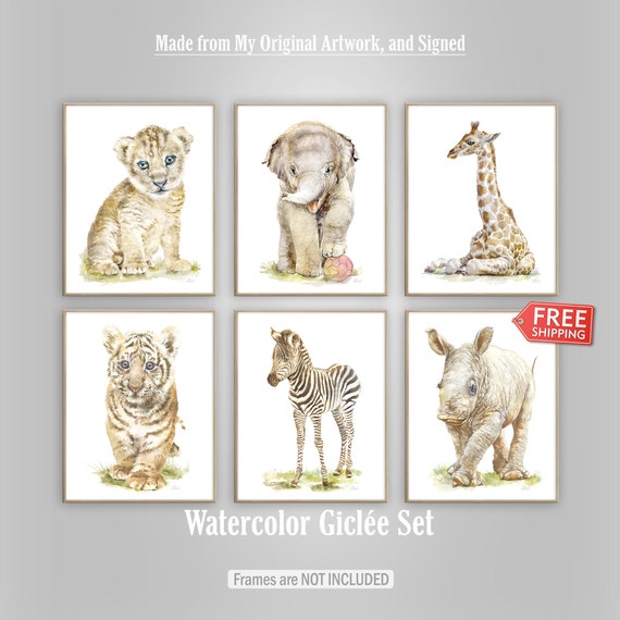 Nursery wall art Baby animal prints for nursery Safari nursery decor girl boho Boy gift 6 Jungle nursery prints Neutral pictures Kids poster