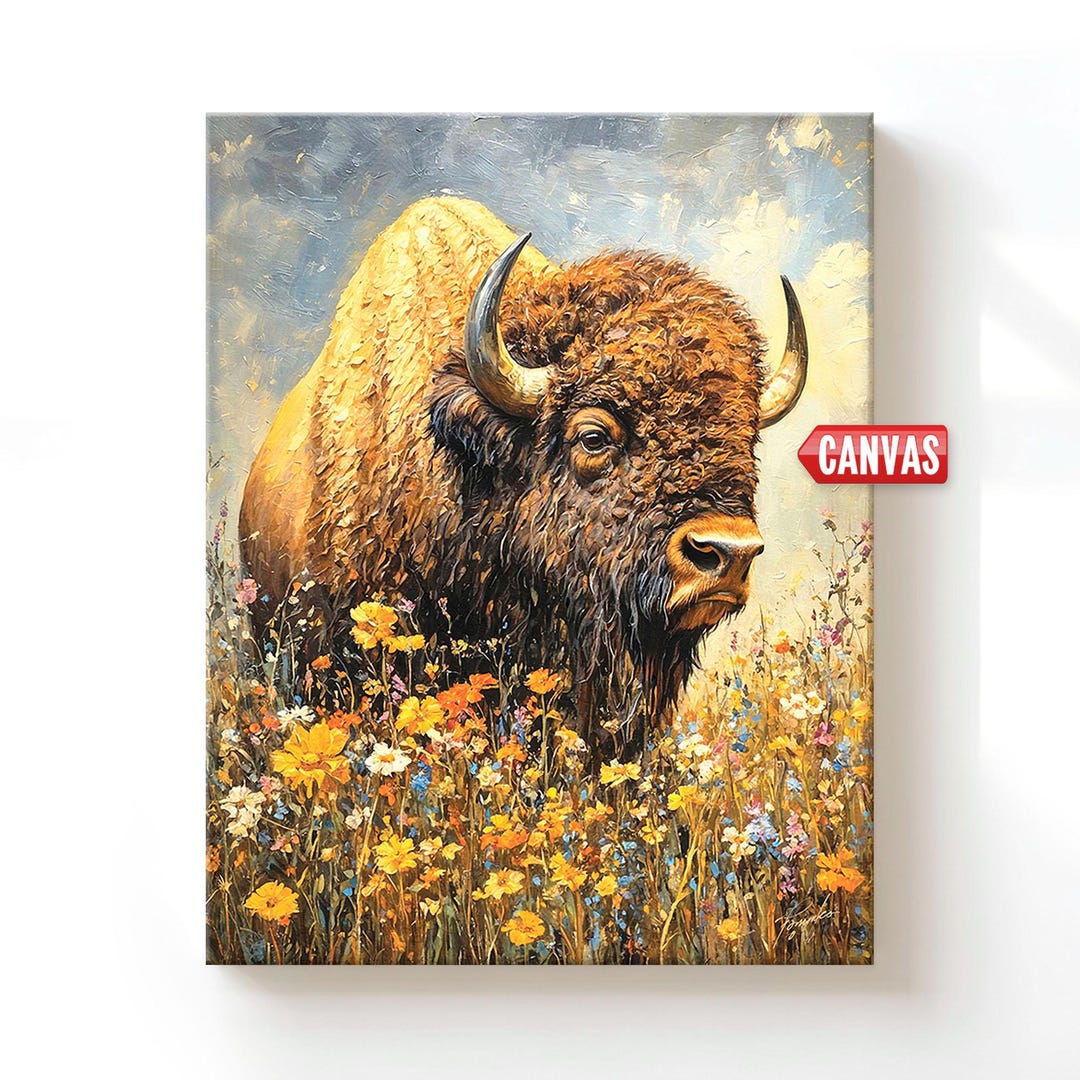 Bison Art PRINT - Buffalo Oil Painting, Gift for Hunter Farmhouse Wall ...