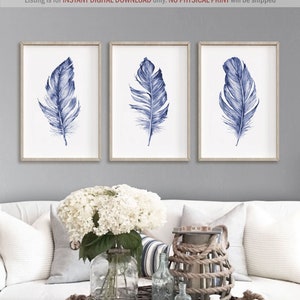 Navy Blue Wall Art Set of 3 Downloadable Prints Printable | Etsy
