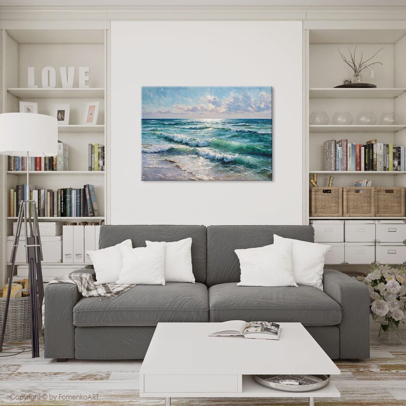Ocean Wall Art Print: Seascape Oil Painting, Coastal Nautical Large Canvas Decor image 12
