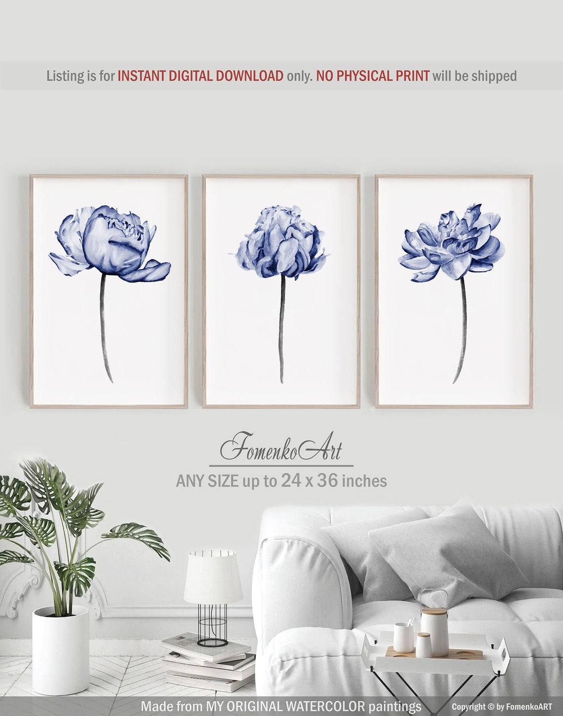 Living room Wall decor bedroom Printable wall art set of 3 Etsy