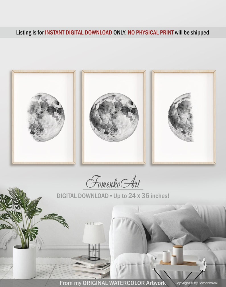Moon wall art Moon decor Space wall art Dining room wall decor Etsy