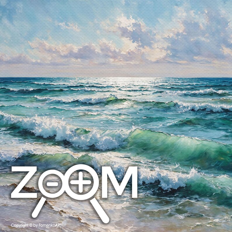 Ocean Wall Art Print: Seascape Oil Painting, Coastal Nautical Large Canvas Decor image 9