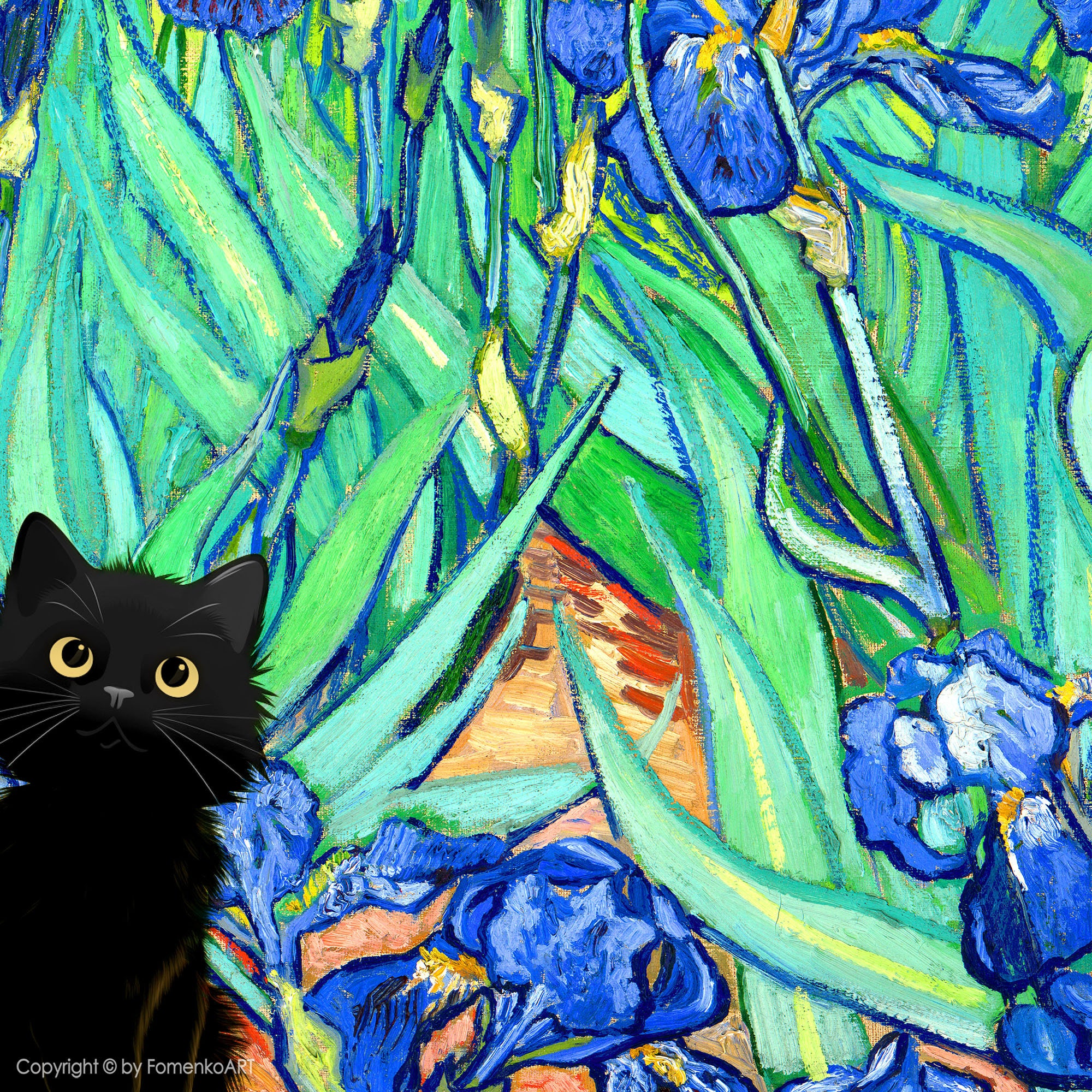 黒猫の壁アート モネ マティス ゴッホ プリント 寝室の壁飾り ベッドの