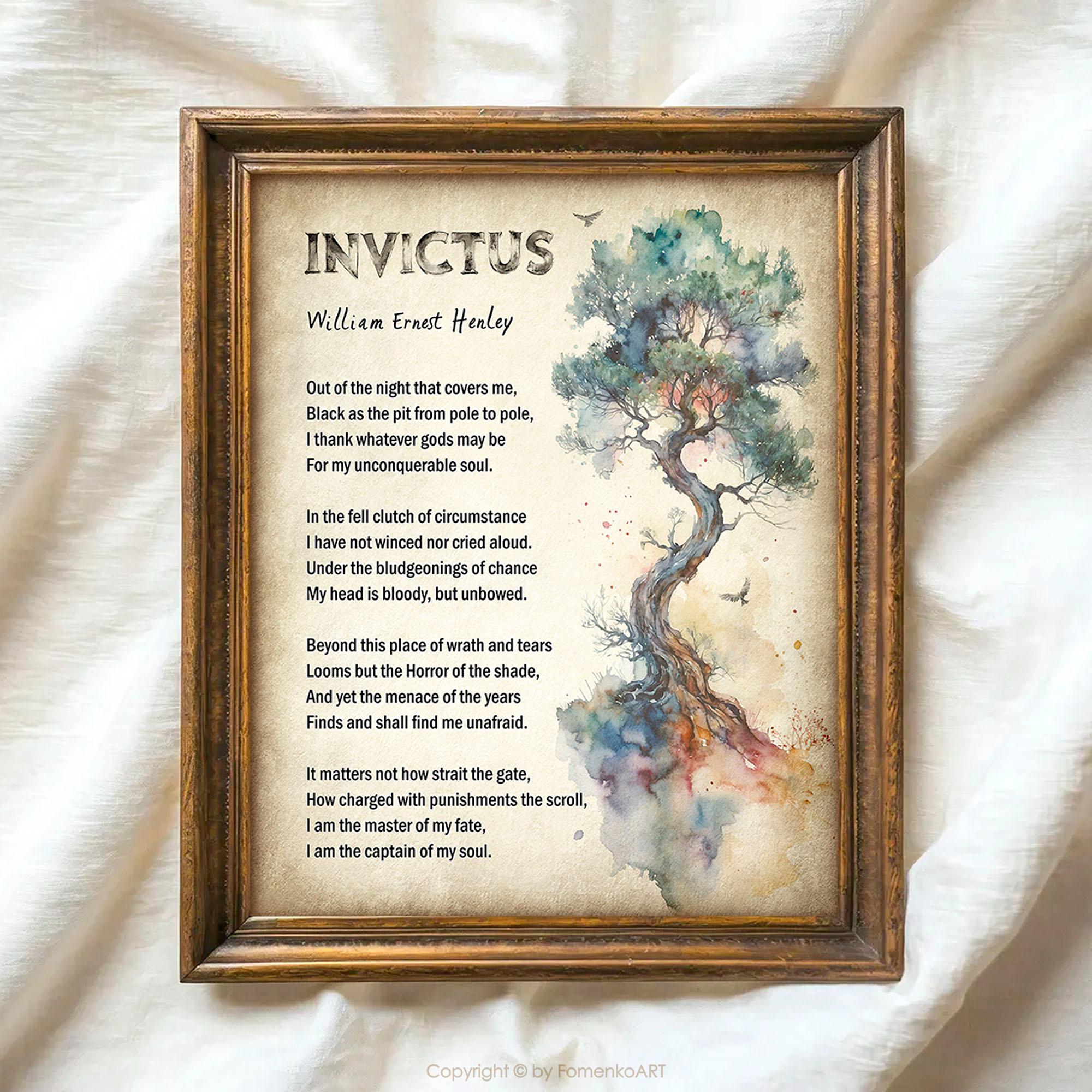 Invictus Copyable Invictus Poem Print Poetry Printable Wall Art, William Ernest Henley ...