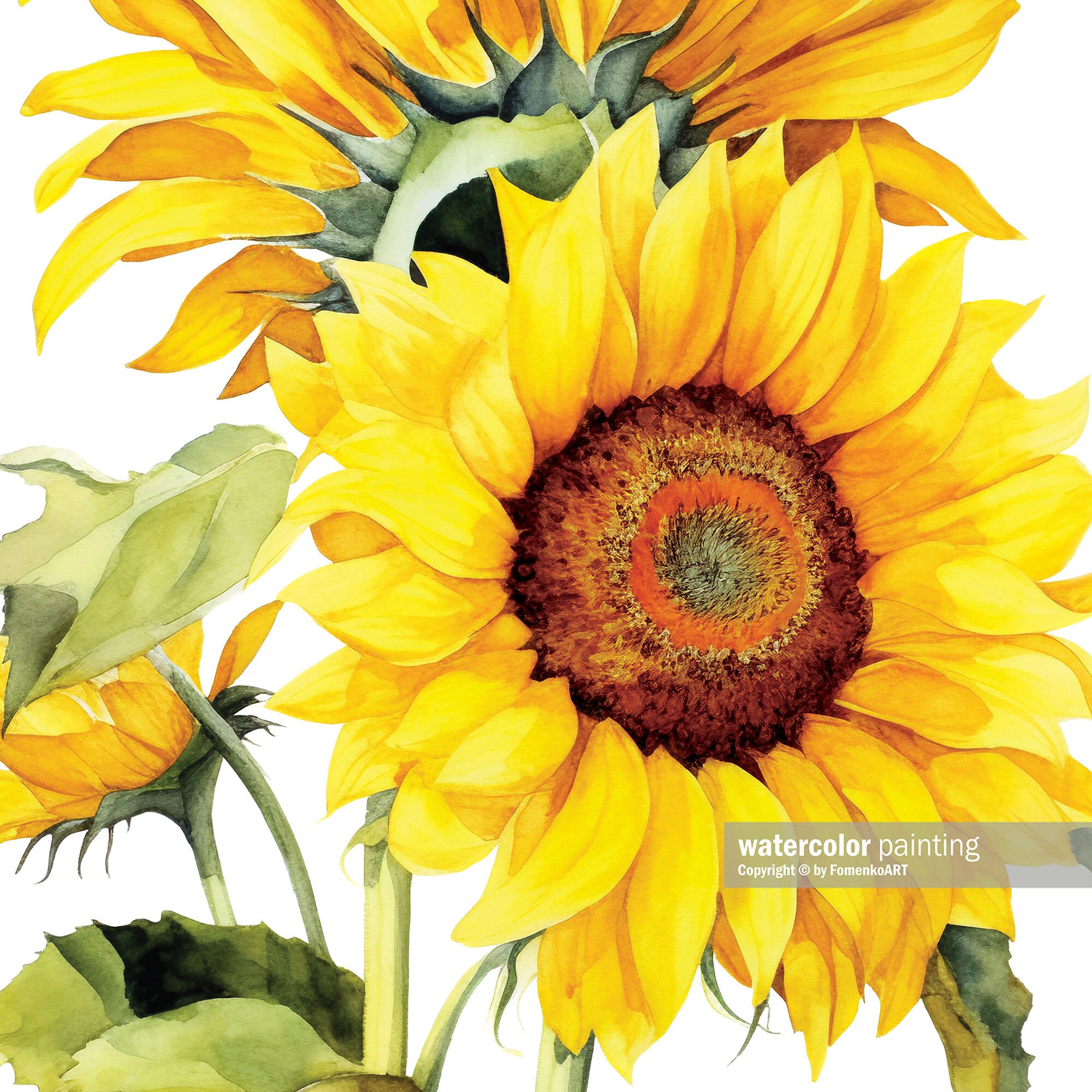 Printable Sunflower Wall Art Floral Wall Decor Living Room DOWNLOADABLE ...