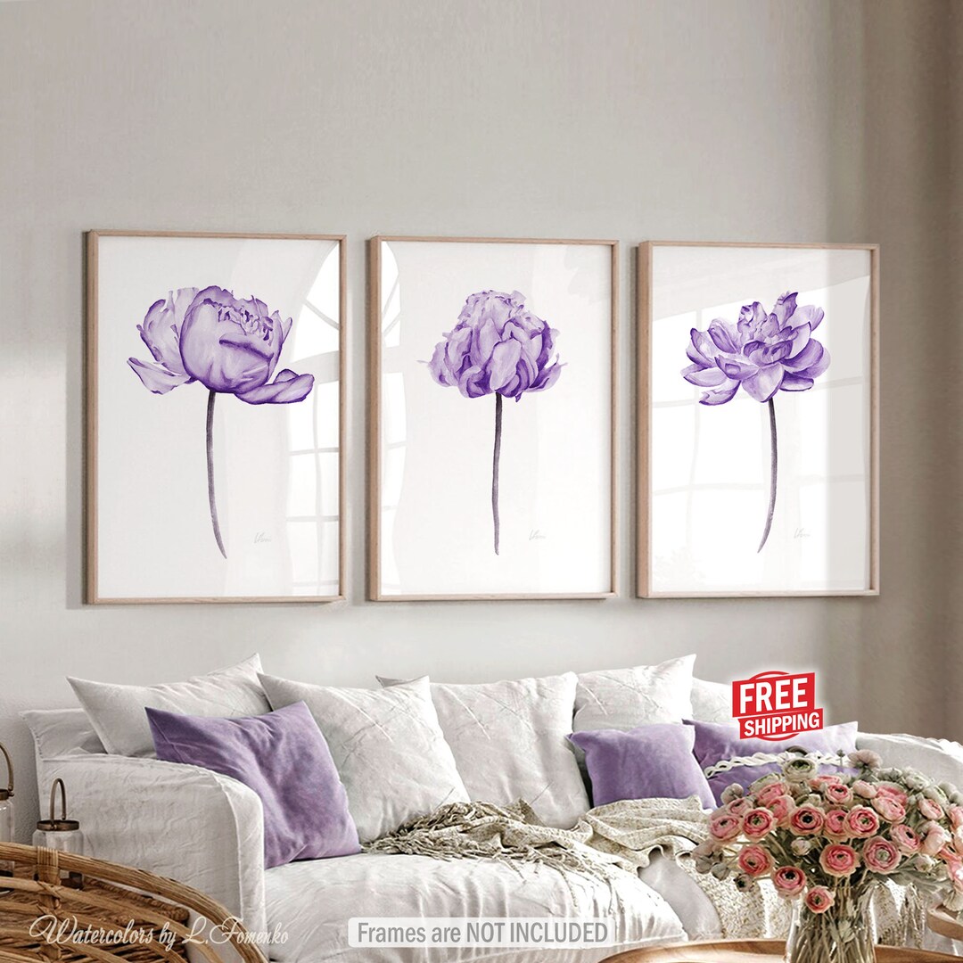 Purple Wall Art Bathroom Bedroom Wall Decor Living Room Decor