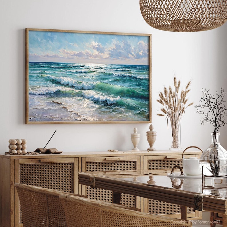 Ocean Wall Art Print: Seascape Oil Painting, Coastal Nautical Large Canvas Decor image 14