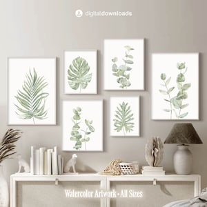 Gallery wall set of 6 prints Bedroom wall decor Living room modern Printable wall art Digital download Botanical poster Boho pictures