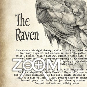 The Raven Poem Edgar Allan Poe, Printable Wall Art Nevermore Print ...