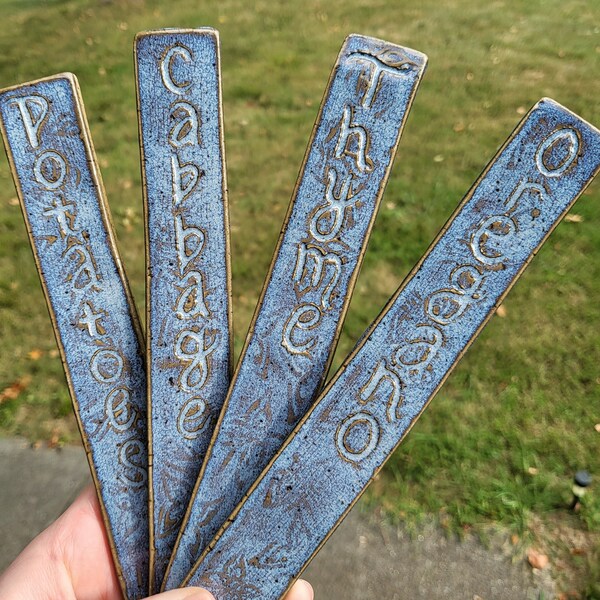 Garden Stakes, garden labels, plant labels, herb labels, ceramic labels, handmade ceramics, artisan, unique gift, natural, made in the USA