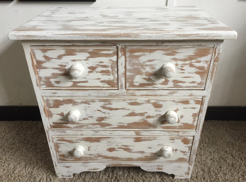 Gorgeous 4 Drawer Pine Chest Hand Painted And Distressed With Etsy