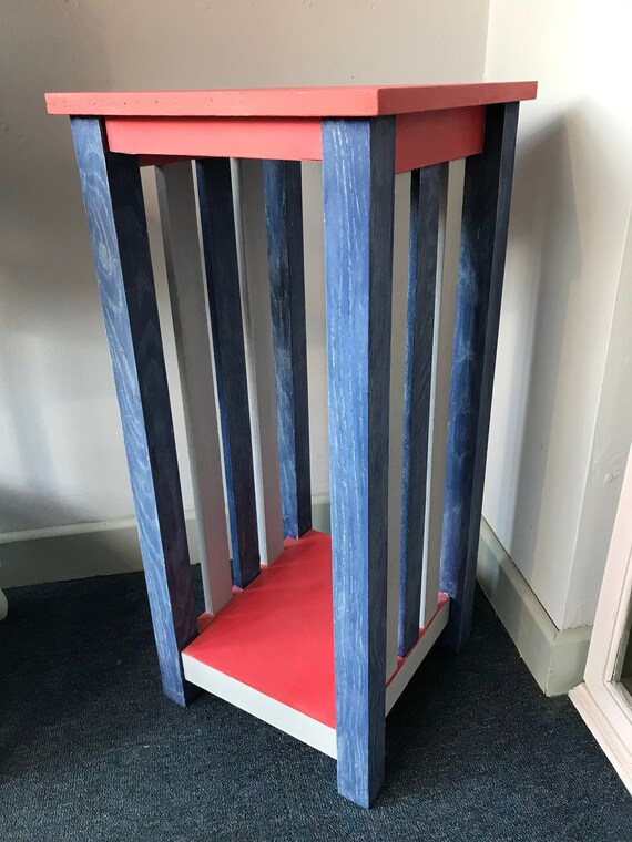 tall oak lamp table