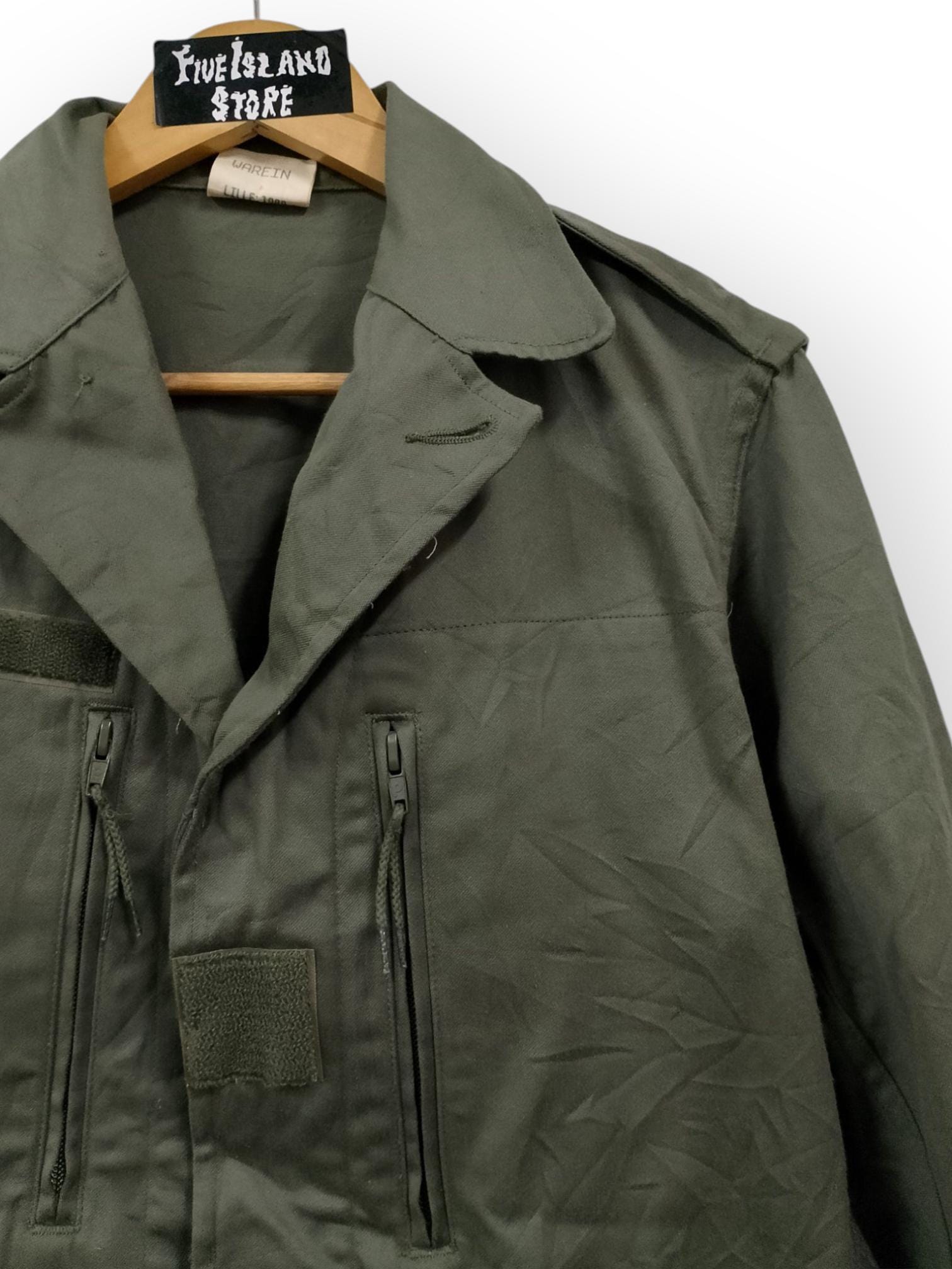 Vintage French Military Jacket - Warein Lille 1989 - Olive Green 