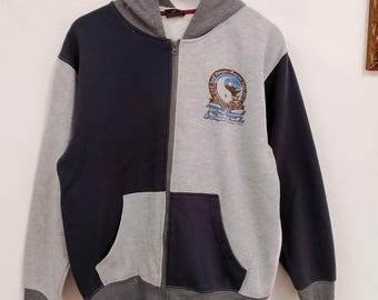 Vintage T&C Surf Designs Zip Hoodie – 2000-talets Y2K Surfing Point-grafik, tvåfärgad