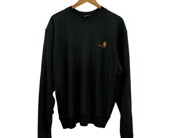 Vintage Carhartt Embroidered Logo Sweatshirt - Distressed Black XL