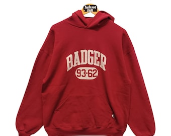 Vintage Russell Athletic Badger Hoodie Made in USA Size XL 90s College Sportswear