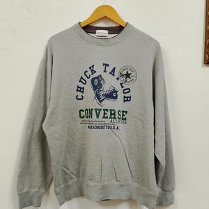 Vintage Converse Chuck Taylor All Star Sweatshirt – Grey Crewneck Pullover, Retro Graphic, Size 3L