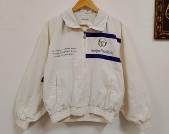 Vintage 80s Sergio Tacchini Windbreaker Track Jacket Retro Tennis Sportswear Size M