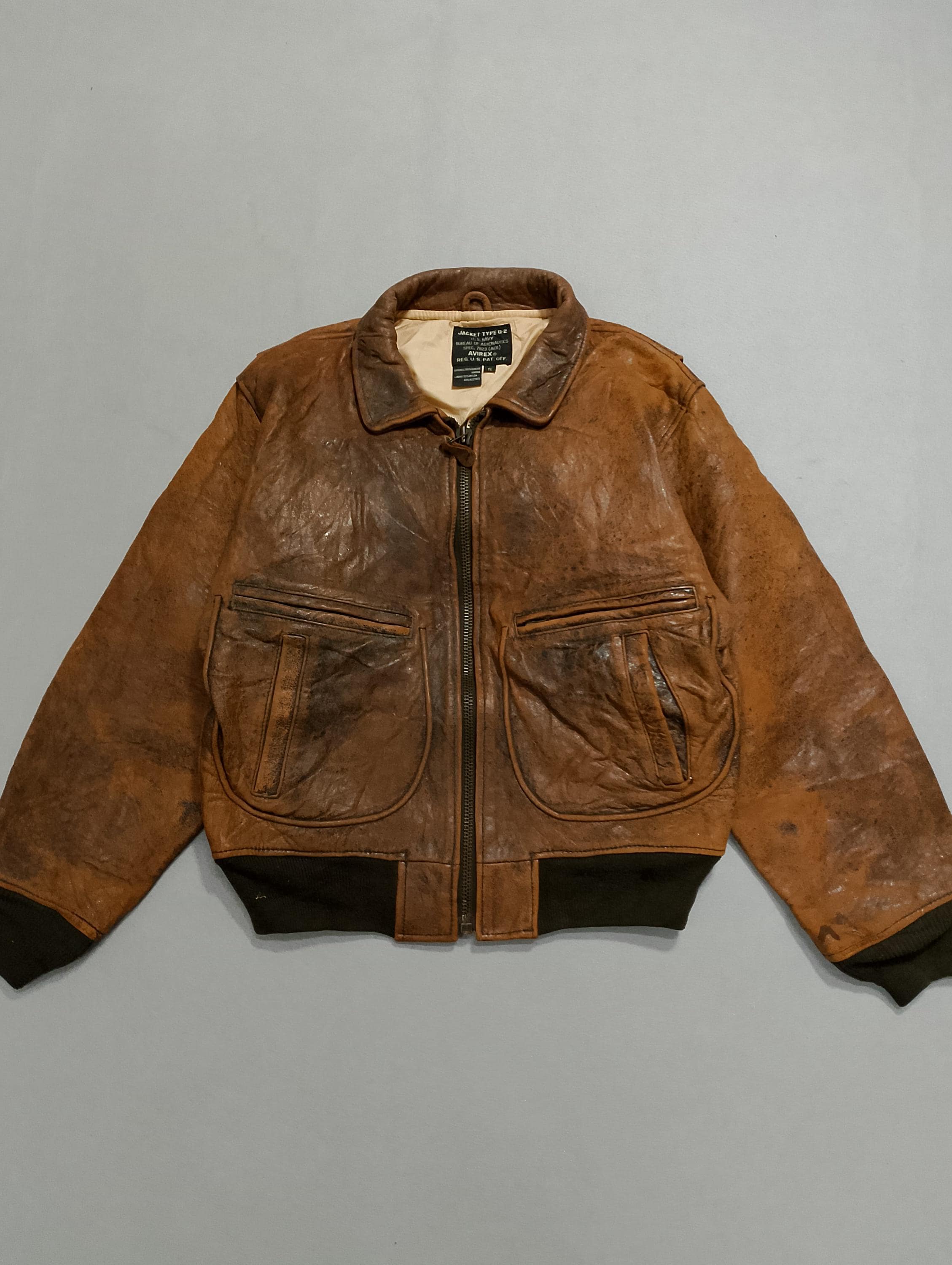 ジャケット・アウター vintage AVIREX G-2 leather flight jacket Avirex Type G-2 1987 Leather Flight Jacket Bomber US Navy