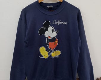 Moletom vintage dos anos 80 Velva Sheen Mickey Mouse California – Fabricado nos EUA – Pulôver Disney – Adulto M