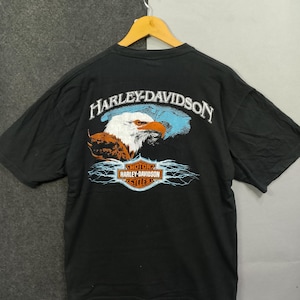 Vintage Harley-Davidson Bald Eagle T-Shirt – Black – Vintage Motorcycle Biker Tee