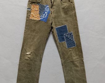 vintage Green stitch denim cover all ボロ COVERALL JACKET Garment Dyed Green - Tellson.com
