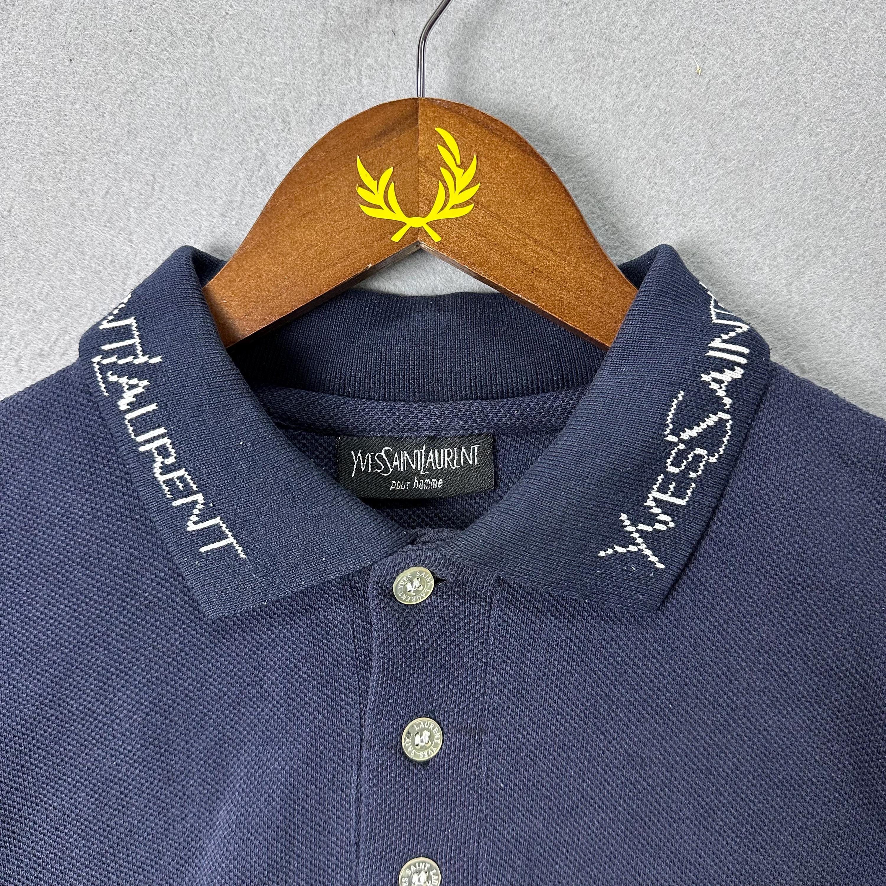 90s イブサンローラン ロゴ刺繍 ポロシャツ ヴィンテージ イヴ・サンローラン ポロシャツ 刺繍ロゴ イタリア製