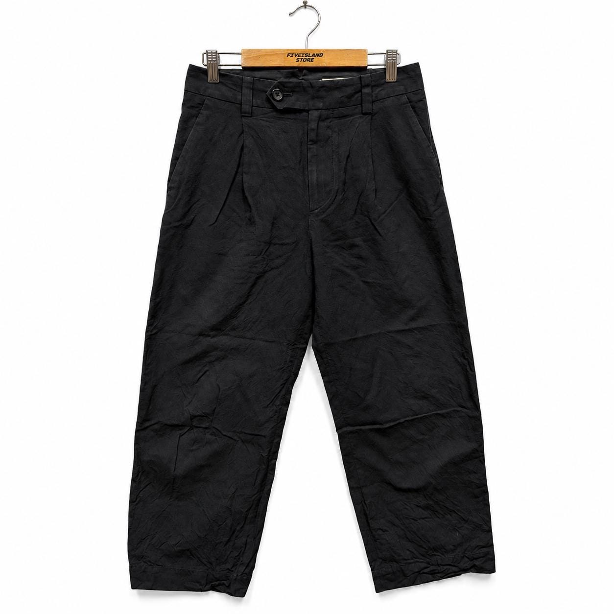 Margaret Howell, Vintage 2000s Margaret Howell Cropped Wide Leg Pants Made in Japan Black Minimalist Designer Trousers